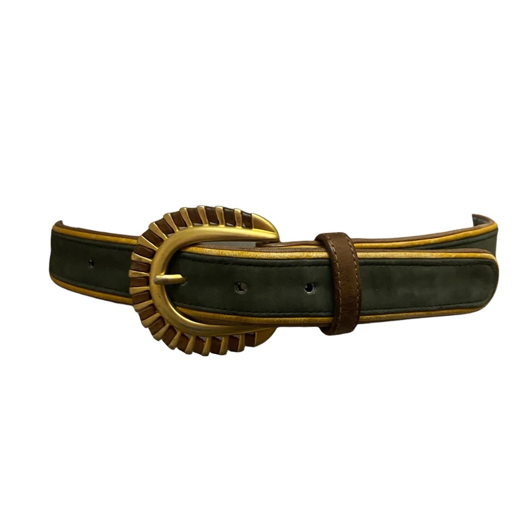 Carlisle Womens Hunter Green Nubuck Leather Belt Size Small Vintage 80s